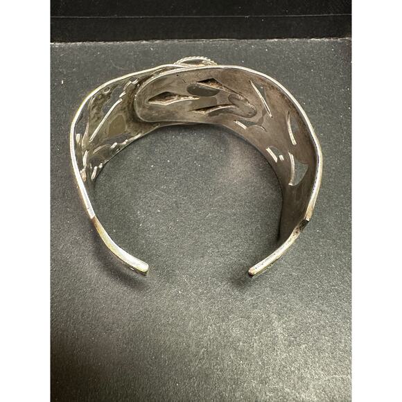 Unique Wide Silver Serving Pieces Cuff Bracelet w/ Jasper Stone - Spoon Bracelet - Picture 7 of 7